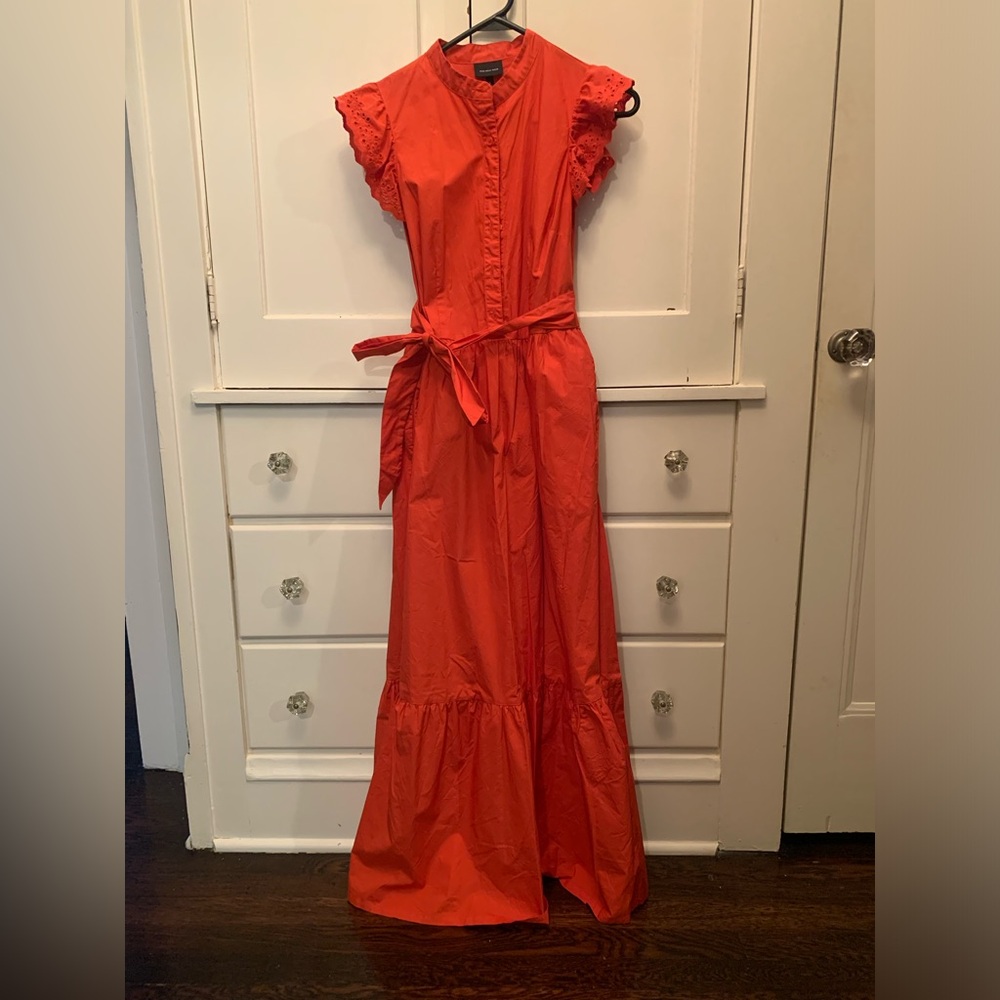 Who What Wear red cotton maxi dress size Small with pockets and side zip